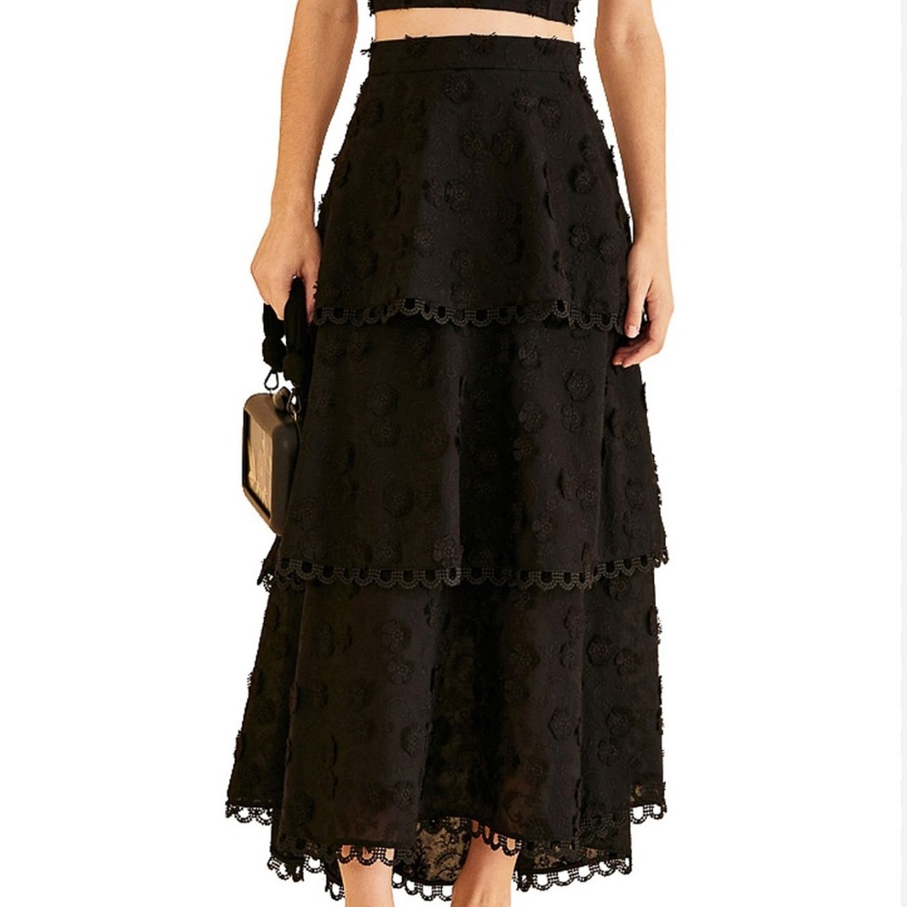 FARM Rio Black Tiered Maxi Skirt